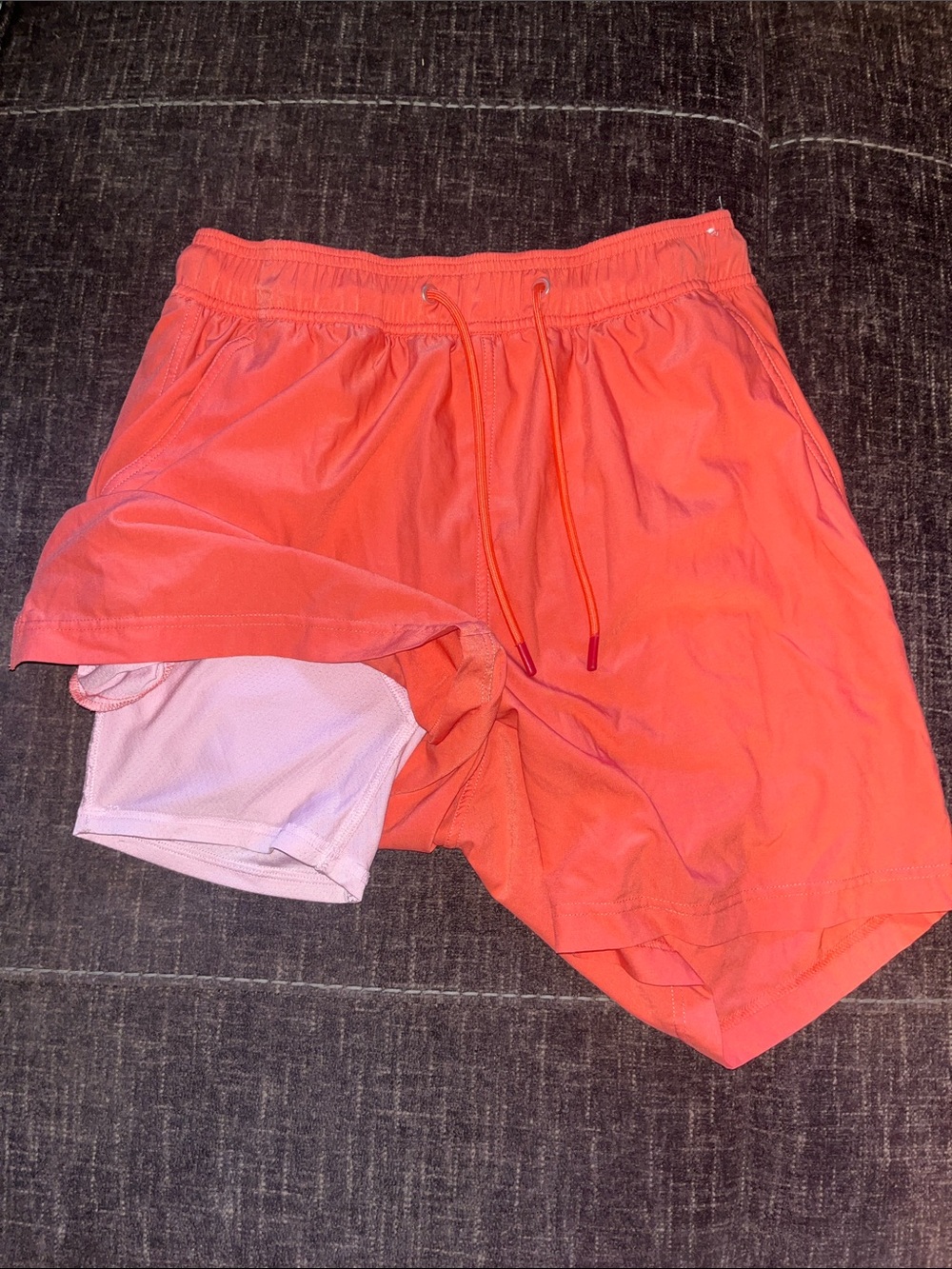 Caribbean Coral Swim Shorts with Light Pink Liner